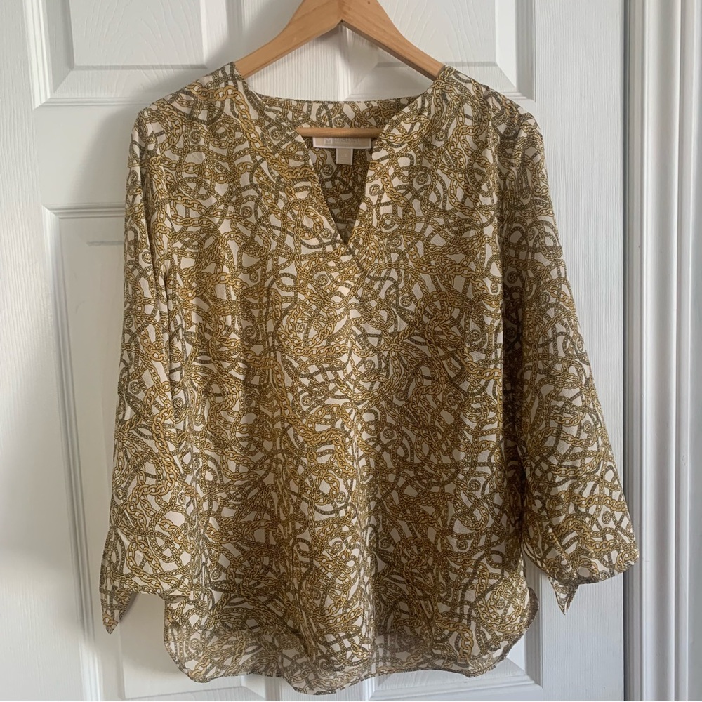 Michael Kors Gold Chain Cream Blouse